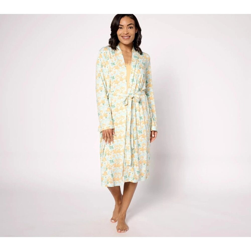 Berkshire Homewear Elegant Robe Size Large Silky Smooth Bell Sleeve Yellow NEW